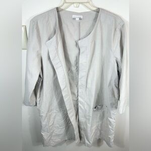 EILEEN FISHER Jacket Women’s M Ivory 3/4 Sleeves Open Front‎ OVERSIZED Boxy